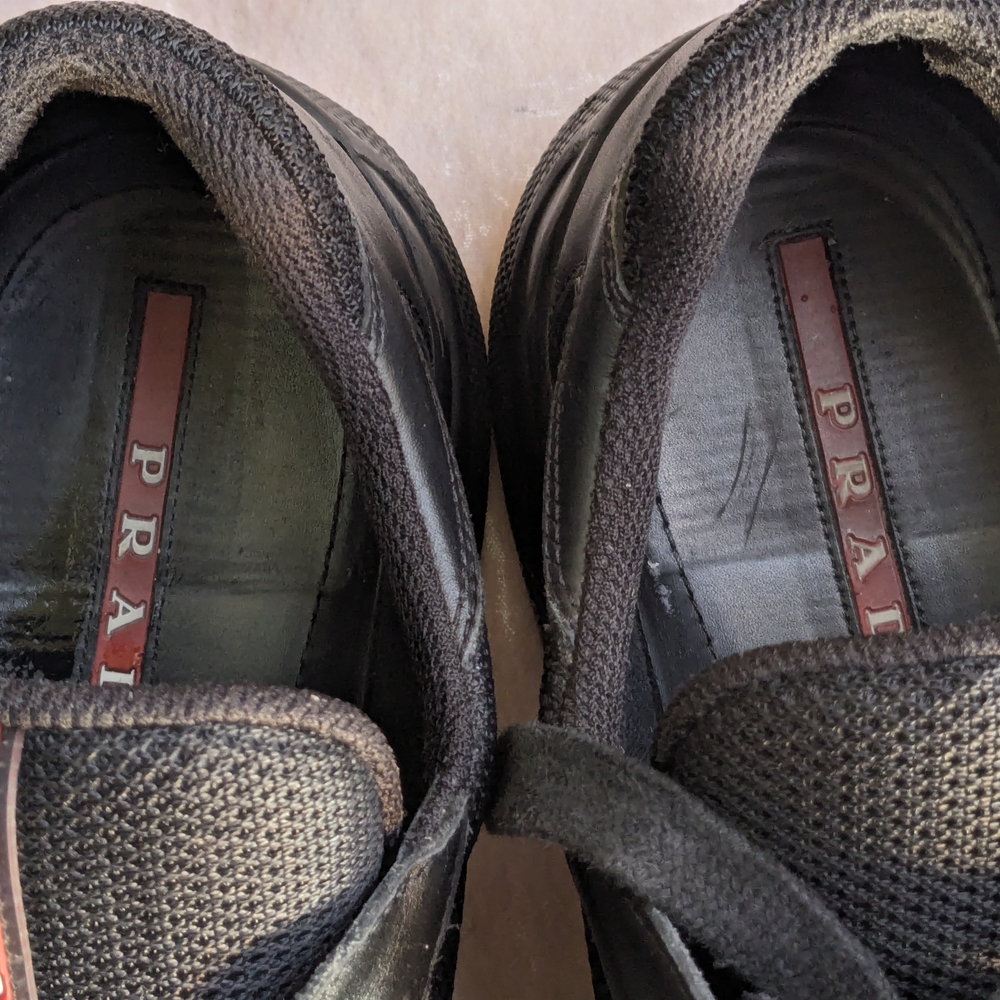 Prada America's Cup Sneakers Black Red Men 10.5 Leather - Picture 9 of 16